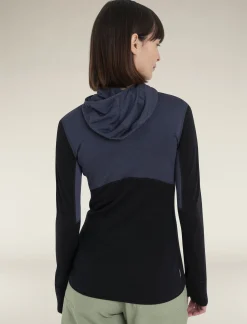 Icebreaker Women's Merino Blend 200 Realfleece™ Descender Long Sleeve Zip Hoodie Graphite/Black Online