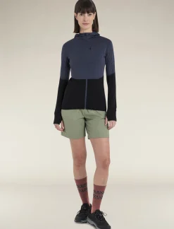 Icebreaker Women's Merino Blend 200 Realfleece™ Descender Long Sleeve Zip Hoodie Graphite/Black Online