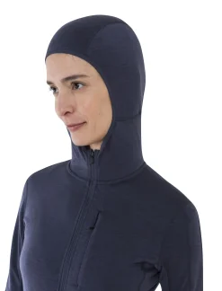 Icebreaker Women's Merino Blend 200 Realfleece™ Descender Long Sleeve Zip Hoodie Graphite/Black Online