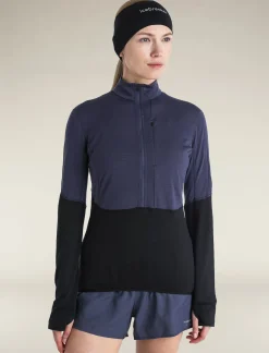 Icebreaker Women's Merino Blend 200 Realfleece™ Descender Long Sleeve Half Zip Jacket Graphite/Black Online