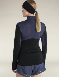 Icebreaker Women's Merino Blend 200 Realfleece™ Descender Long Sleeve Half Zip Jacket Graphite/Black Online
