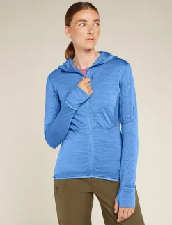 Icebreaker Women's Merino Blend 200 Realfleece™ Descender Long Sleeve Zip Hoodie Baja Cheap
