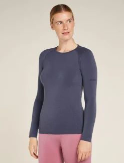 Icebreaker Women's Merino Blend 260 ZoneKnit™ Seamless Long Sleeve Crewe Thermal Top Graphite New