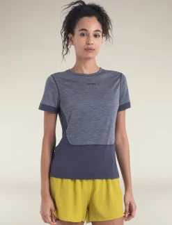Icebreaker Women's Merino Blend 125 ZoneKnit™ Energy Wind Short Sleeve T-Shirt Graphite/GraphiteHeather Clearance