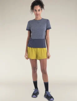 Icebreaker Women's Merino Blend 125 ZoneKnit™ Energy Wind Short Sleeve T-Shirt Graphite/GraphiteHeather Clearance