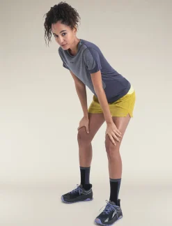 Icebreaker Women's Merino Blend 125 ZoneKnit™ Energy Wind Short Sleeve T-Shirt Graphite/GraphiteHeather Clearance