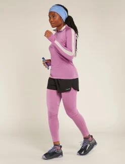 Icebreaker Women's Merino Blend 125 ZoneKnit™ Long Sleeve Half Zip Thermal Top Deco New