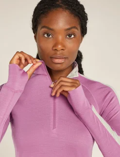 Icebreaker Women's Merino Blend 125 ZoneKnit™ Long Sleeve Half Zip Thermal Top Deco New