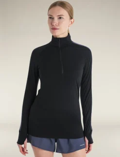 Icebreaker Women's Merino Blend 125 ZoneKnit™ Long Sleeve Half Zip Thermal Top Black/Graphite Cheap