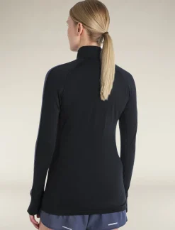 Icebreaker Women's Merino Blend 125 ZoneKnit™ Long Sleeve Half Zip Thermal Top Black/Graphite Cheap