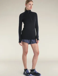 Icebreaker Women's Merino Blend 125 ZoneKnit™ Long Sleeve Half Zip Thermal Top Black/Graphite Cheap