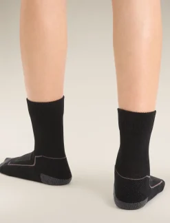 Icebreaker Women's Merino Hike+ Light Crew Socks Black/Monsoon Hot