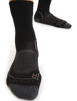Icebreaker Women's Merino Hike+ Light Crew Socks Black/Monsoon Hot
