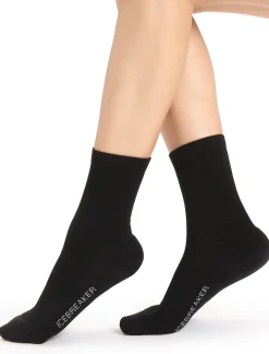 Icebreaker Women's Merino Lifestyle Light Crew Socks Black Fashion