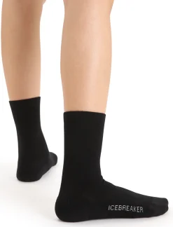 Icebreaker Women's Merino Lifestyle Light Crew Socks Black Fashion