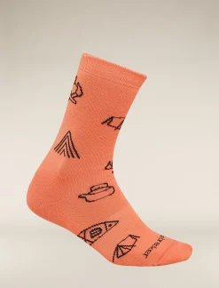 Icebreaker Women's Merino Lifestyle Ultralight Crew Socks Camp Essential Tang/Bittersweet Discount