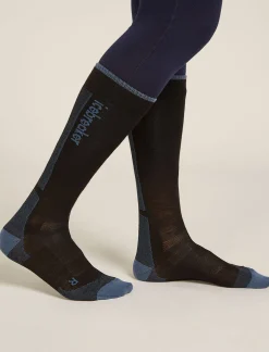 Icebreaker Women's Merino Ski+ Ultralight Over The Calf Socks Black/Dawn Hot